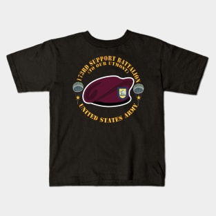 Maroon Beret - FLash - DUI - 173rd Support Battalion - To Our Utmost - US Army X 300 Kids T-Shirt